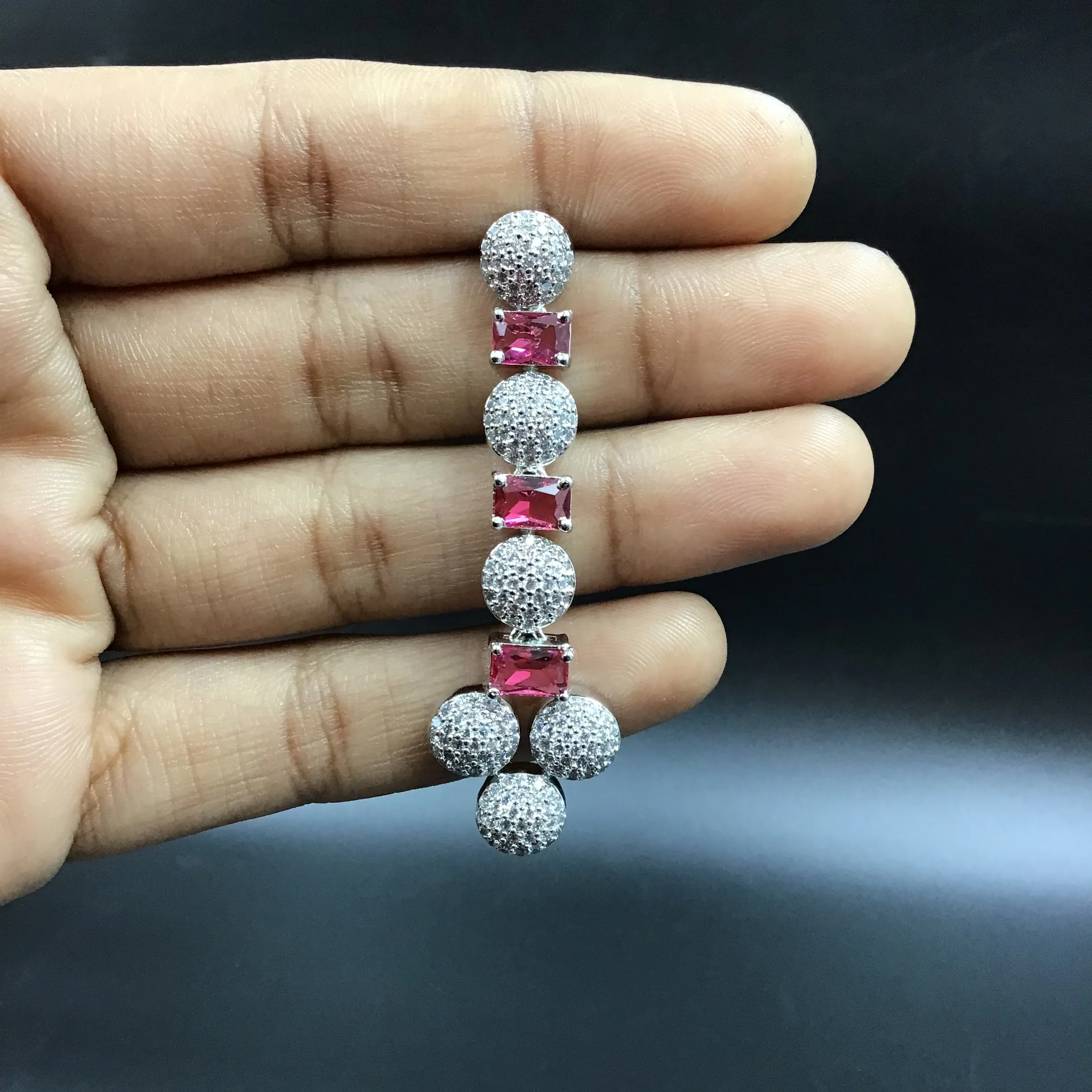 Round Neck Zircon/AD Necklace Set 6200-08