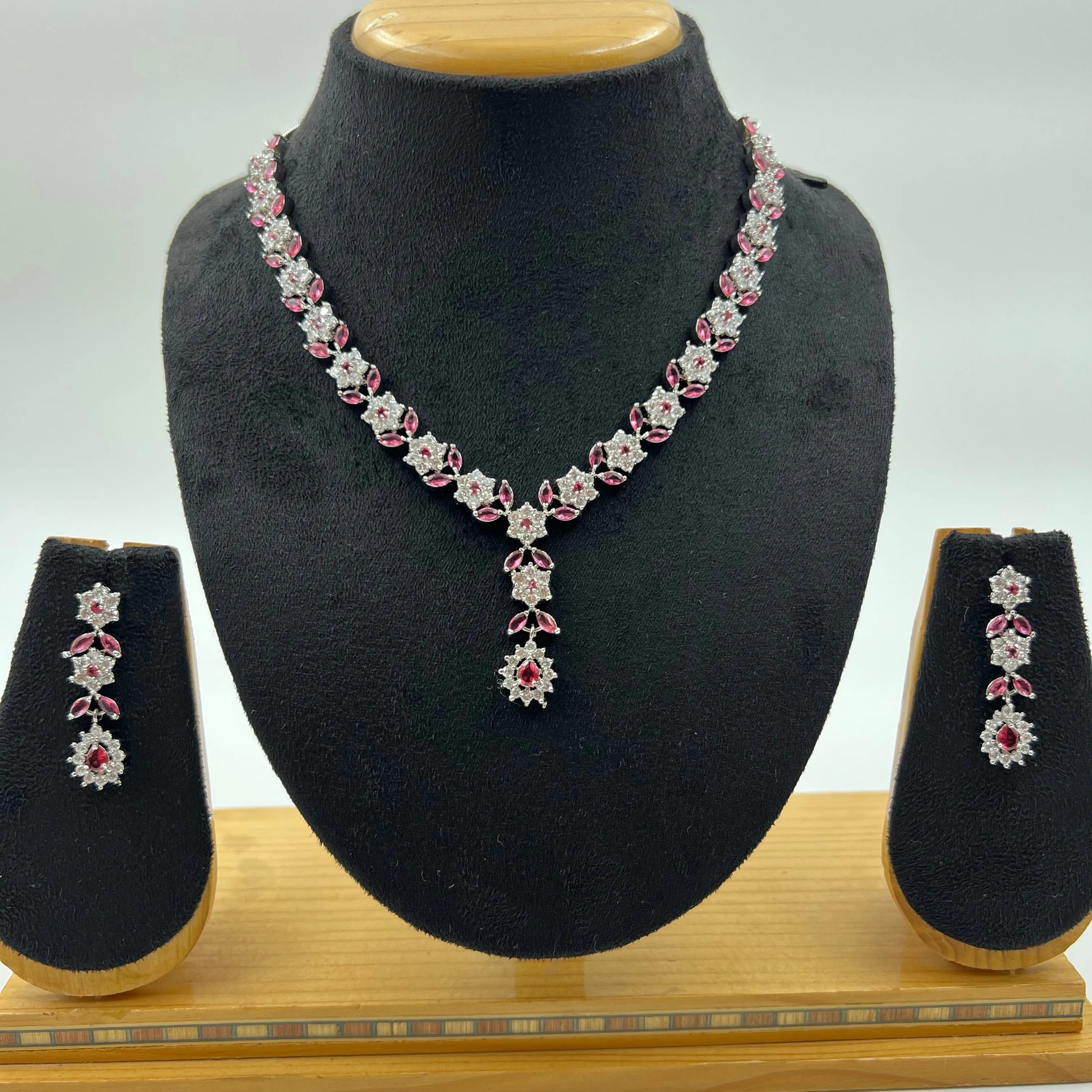 Round Neck Zircon/AD Necklace Set 7174-33
