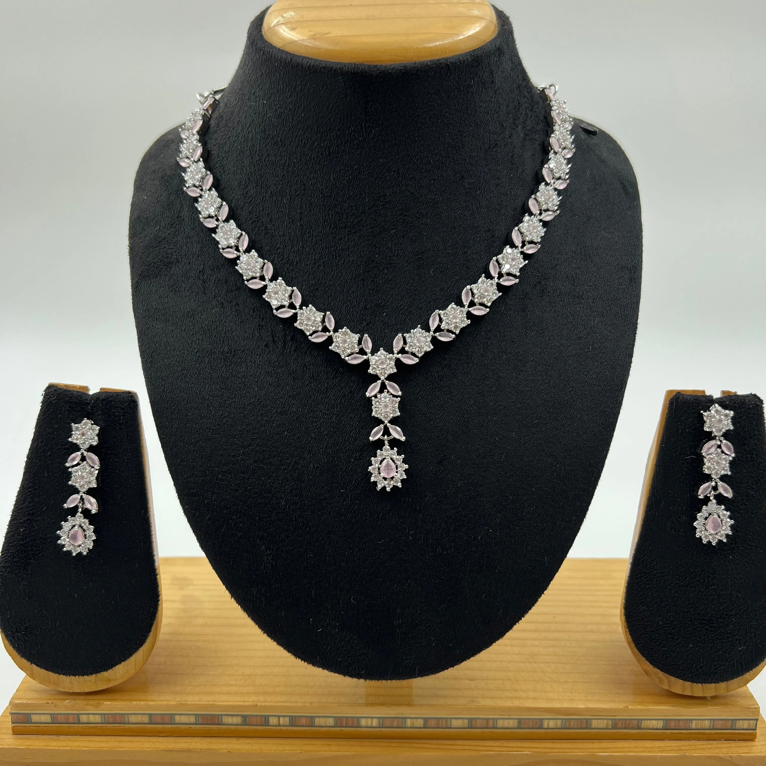 Round Neck Zircon/AD Necklace Set 7174-33