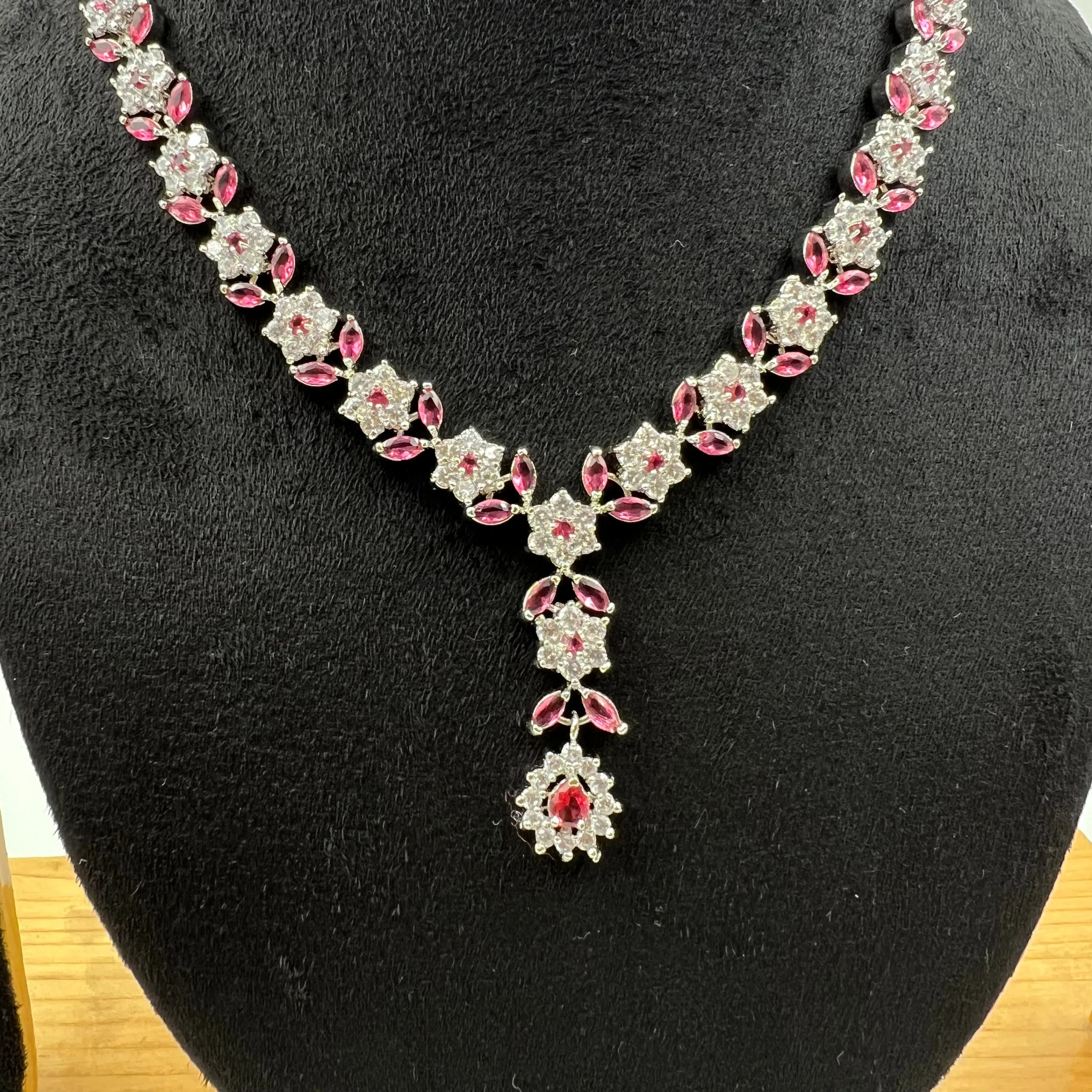 Round Neck Zircon/AD Necklace Set 7174-33