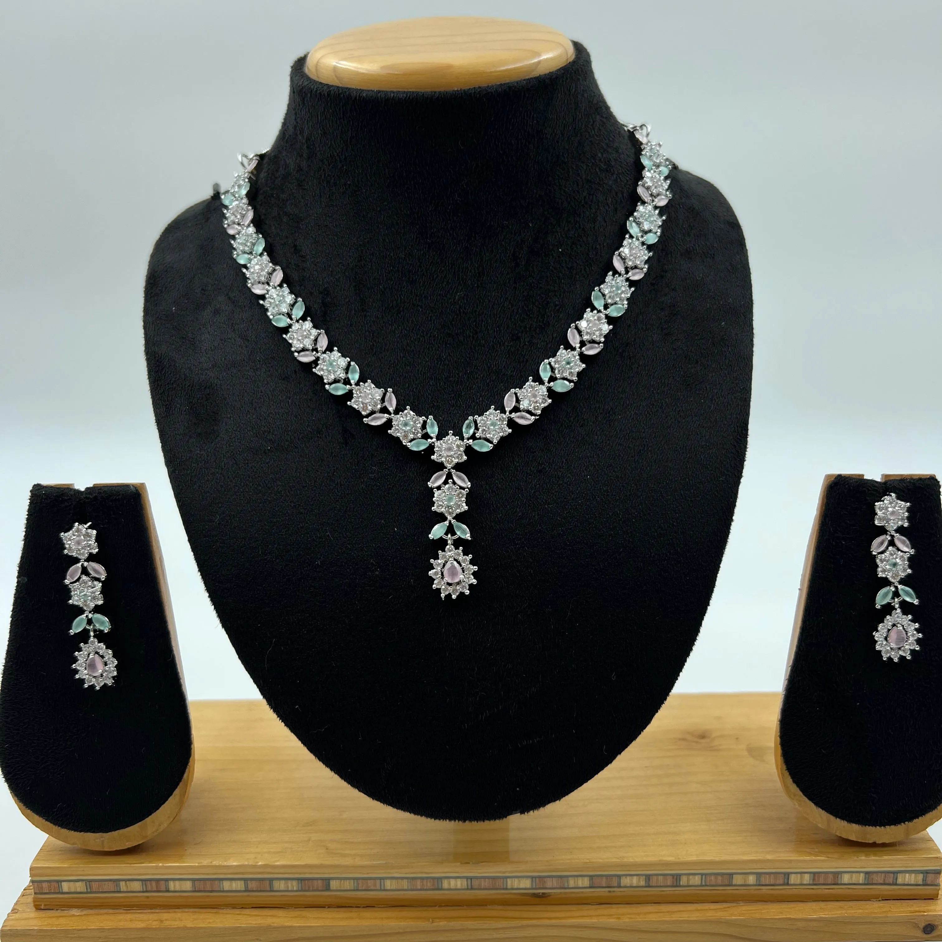 Round Neck Zircon/AD Necklace Set 7174-33