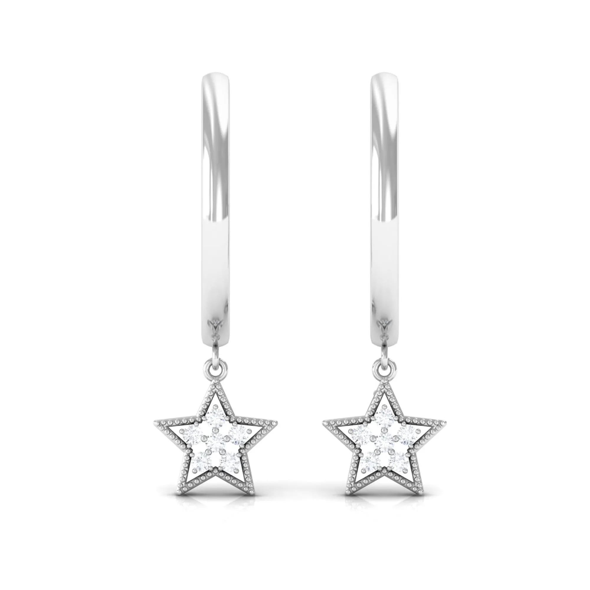 Round Shape Zircon Celestial Hoop Drop Earrings