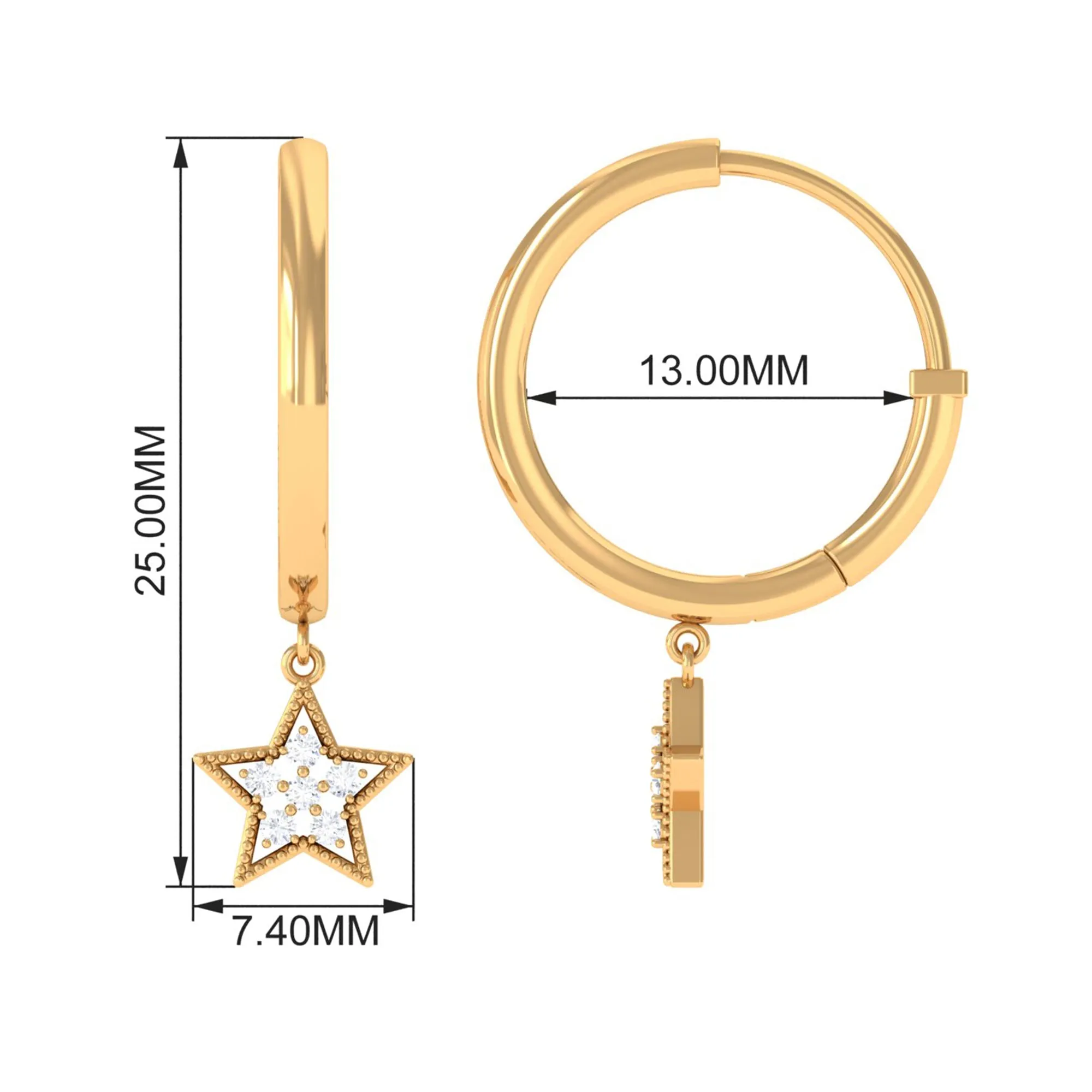 Round Shape Zircon Celestial Hoop Drop Earrings