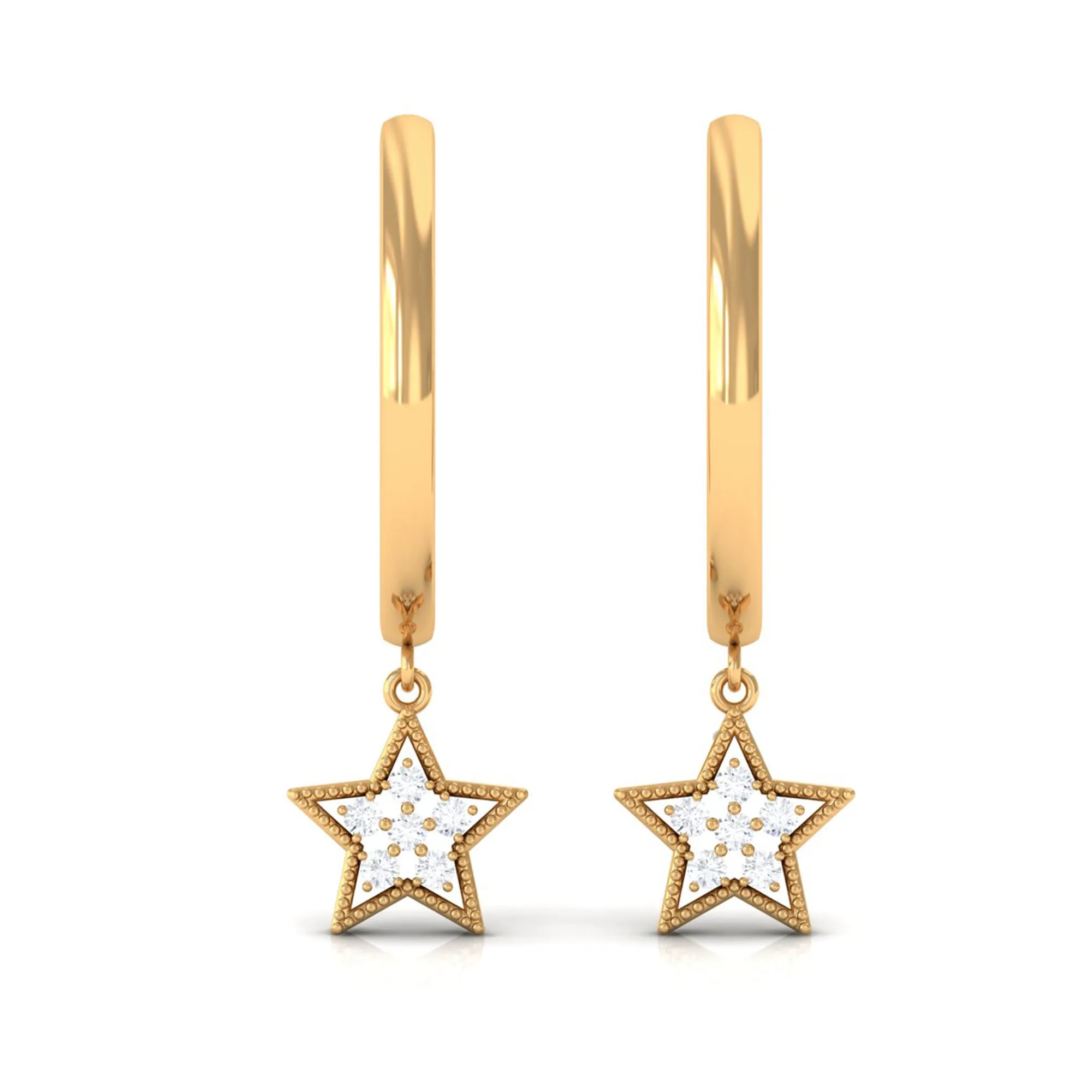 Round Shape Zircon Celestial Hoop Drop Earrings