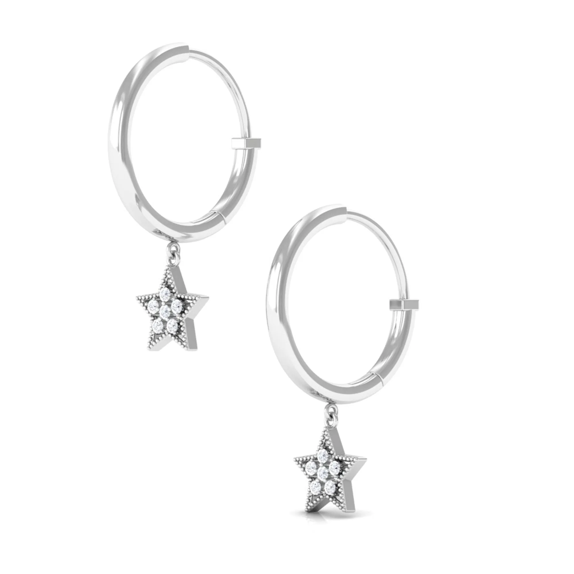 Round Shape Zircon Celestial Hoop Drop Earrings