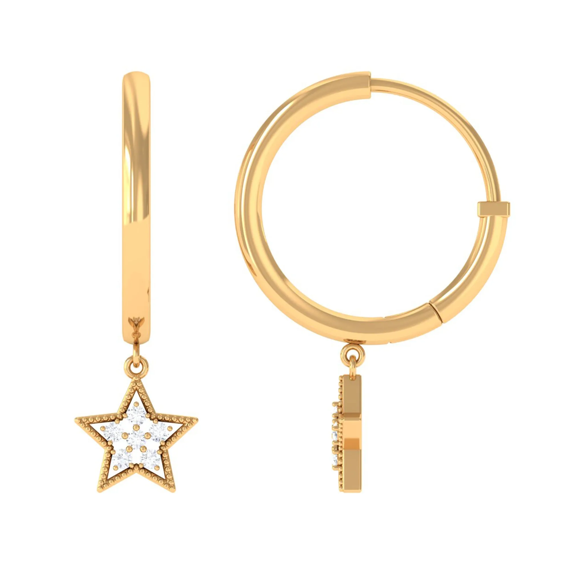 Round Shape Zircon Celestial Hoop Drop Earrings
