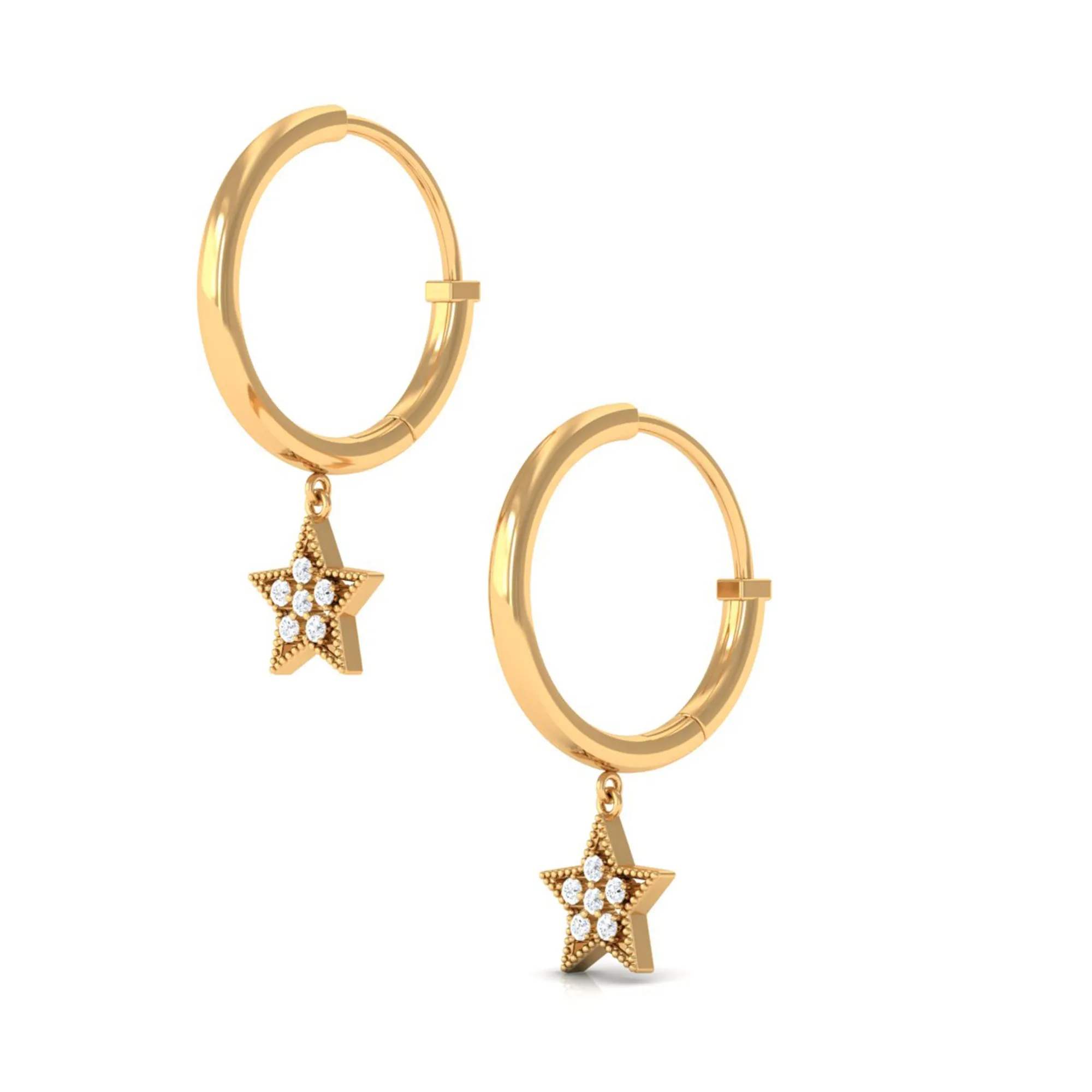 Round Shape Zircon Celestial Hoop Drop Earrings