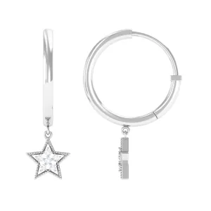 Round Shape Zircon Celestial Hoop Drop Earrings