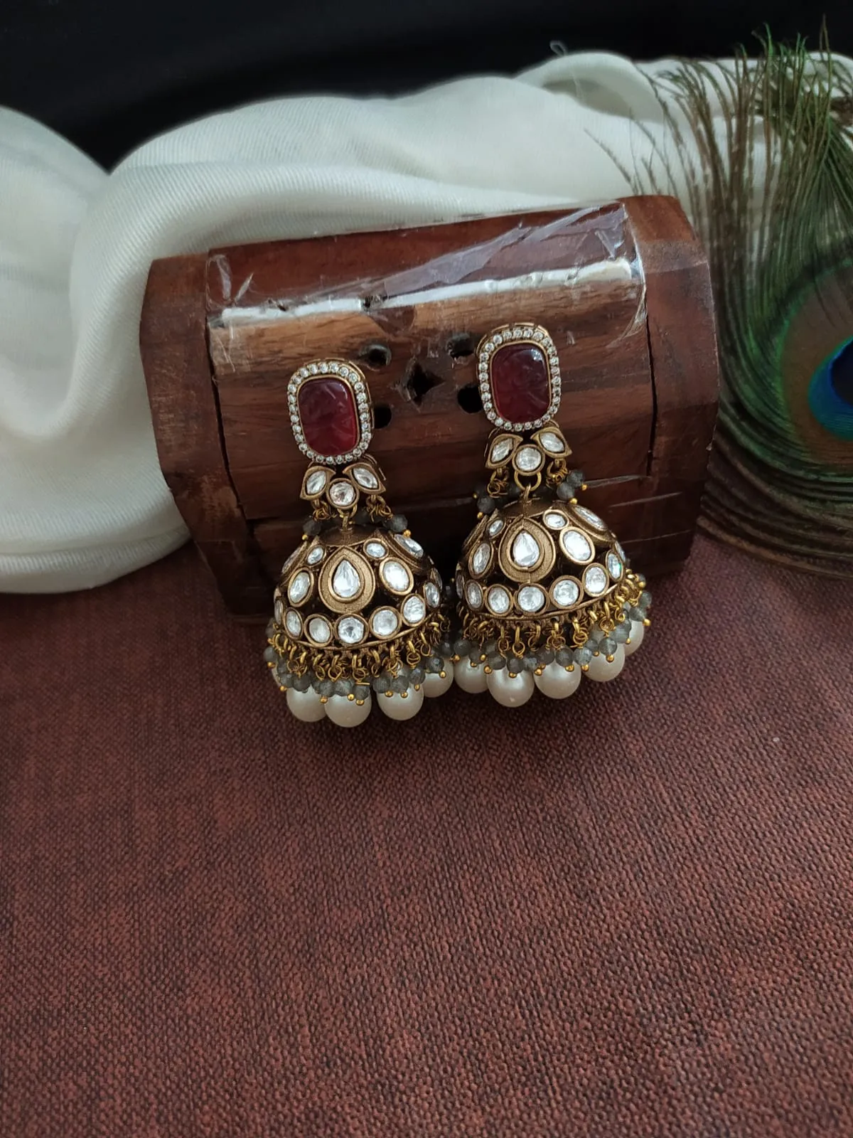 Ruby & Navratna Stones Victorian Necklace Set