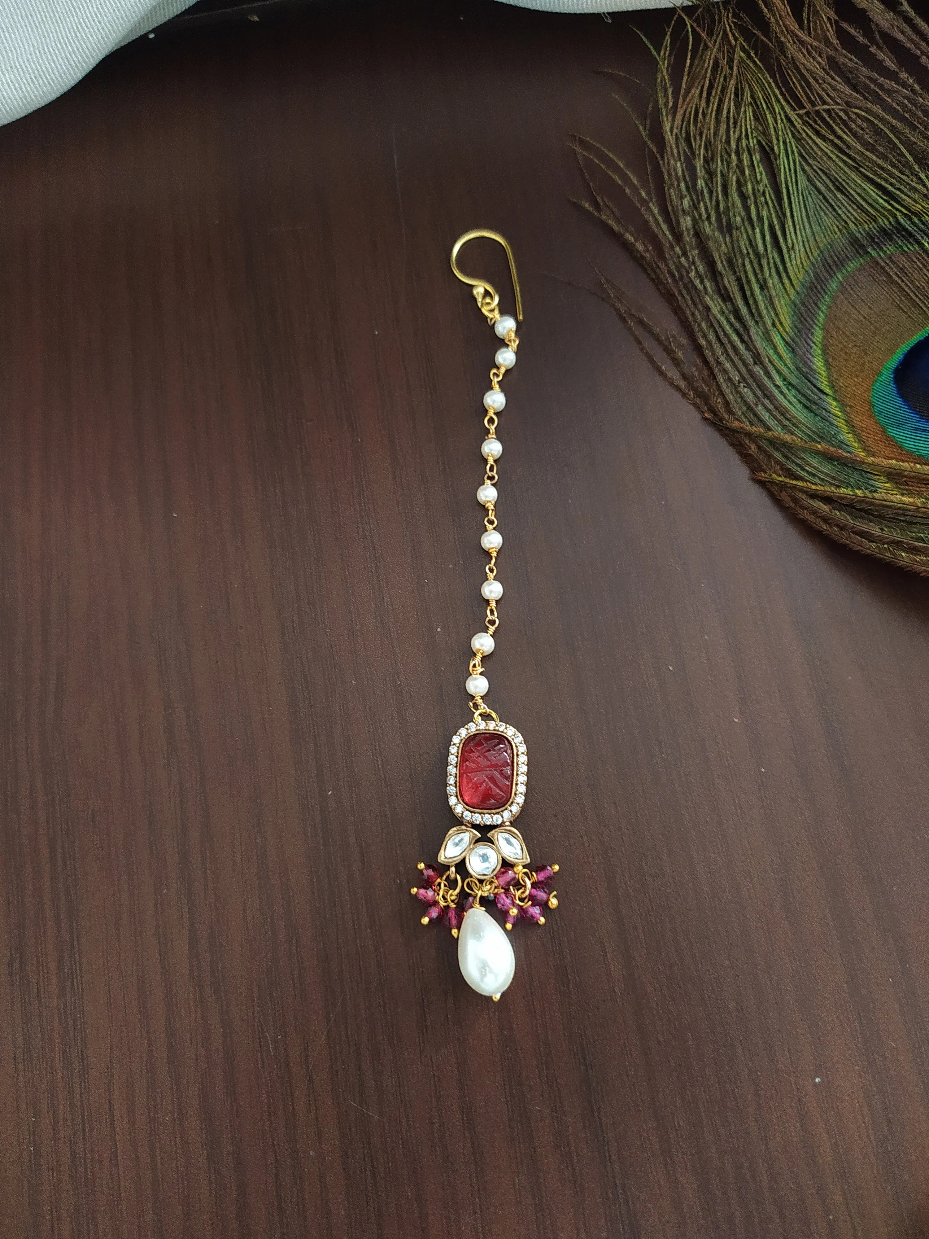 Ruby & Navratna Stones Victorian Necklace Set