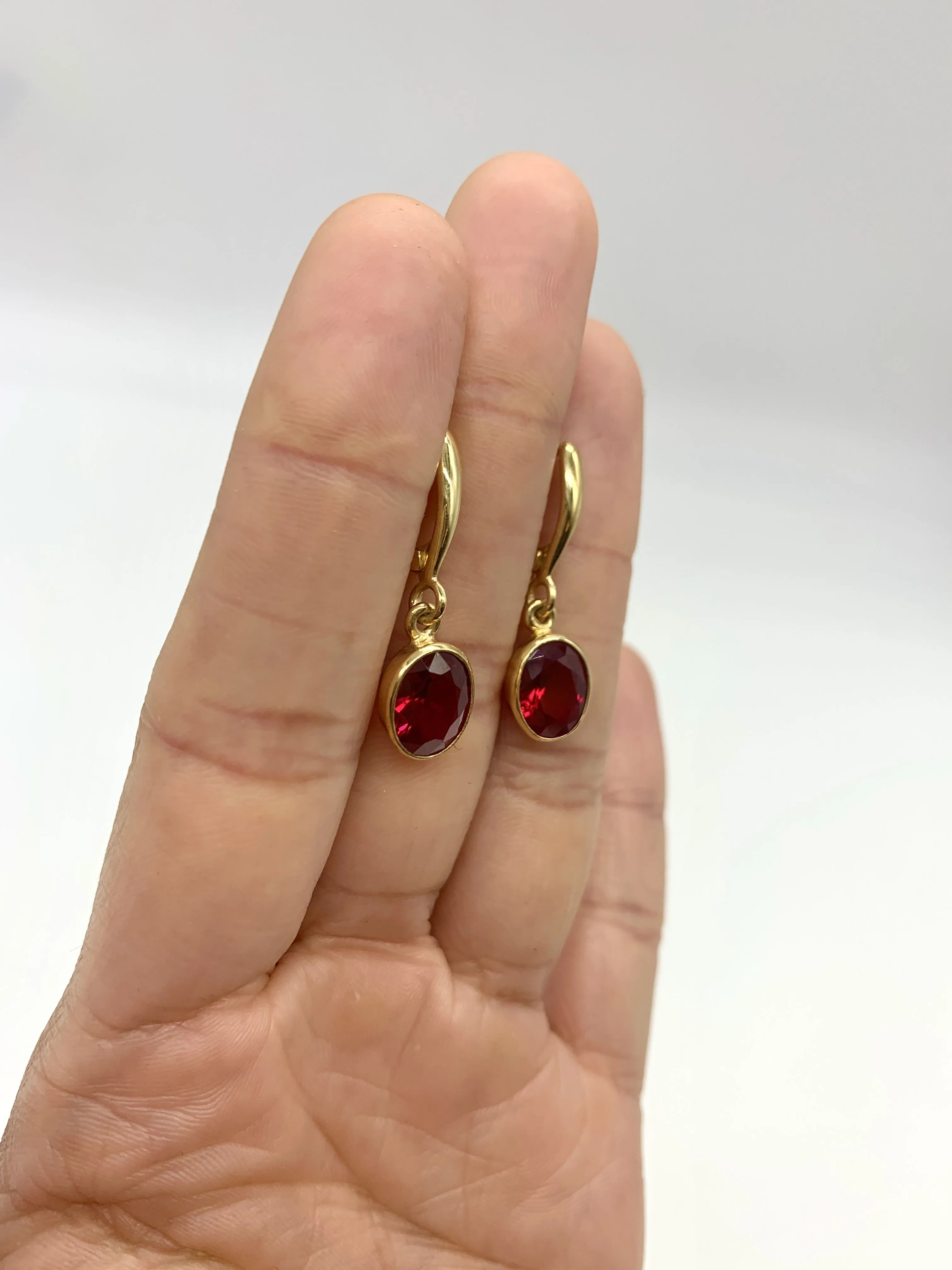 Ruby Drop Earrings - Red Ruby Earrings - Gold Ruby Earrings