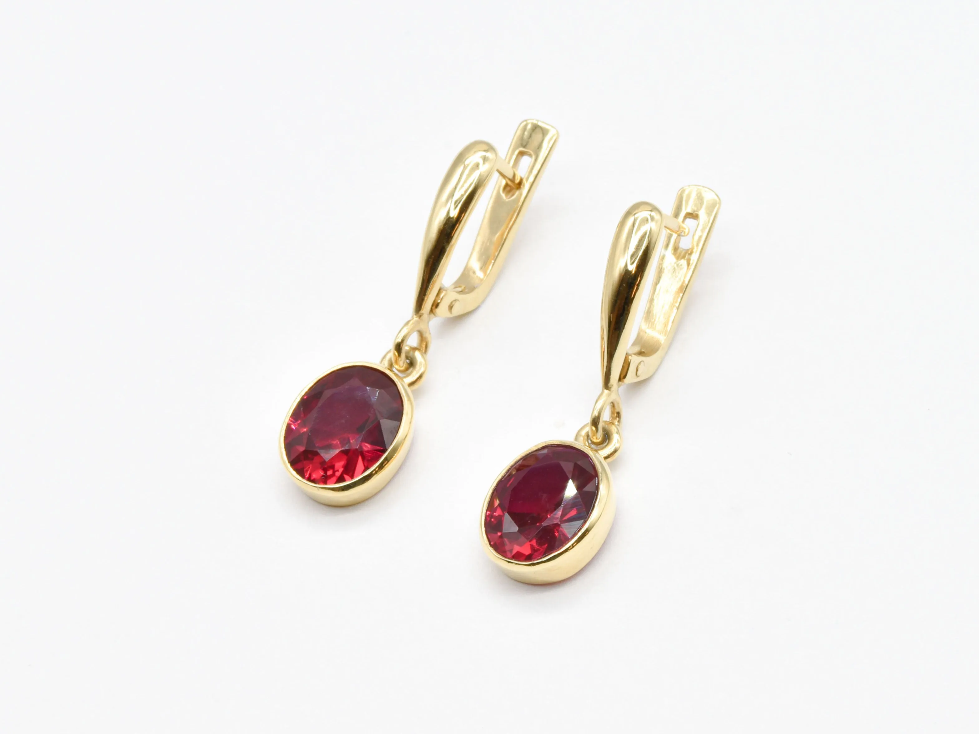 Ruby Drop Earrings - Red Ruby Earrings - Gold Ruby Earrings