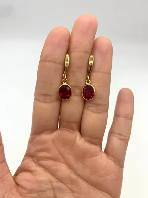 Ruby Drop Earrings - Red Ruby Earrings - Gold Ruby Earrings