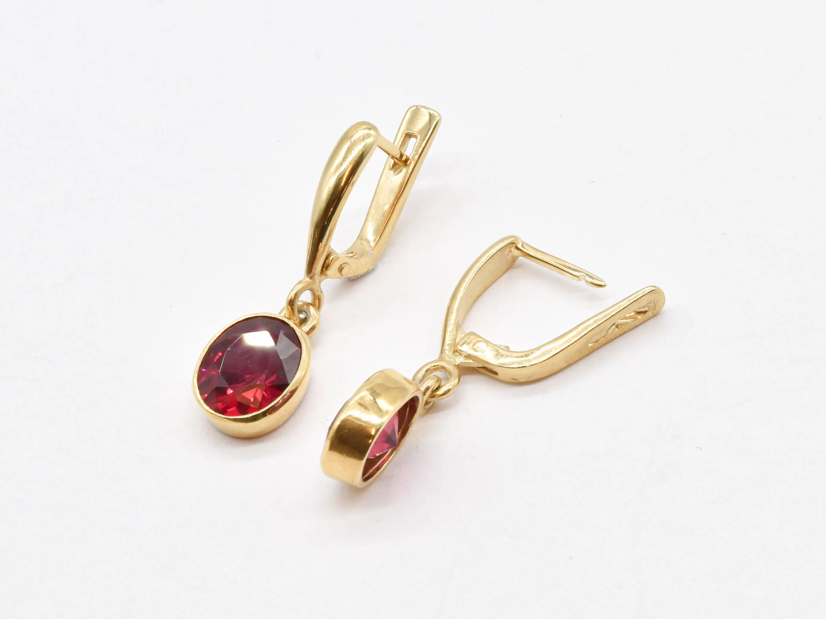 Ruby Drop Earrings - Red Ruby Earrings - Gold Ruby Earrings