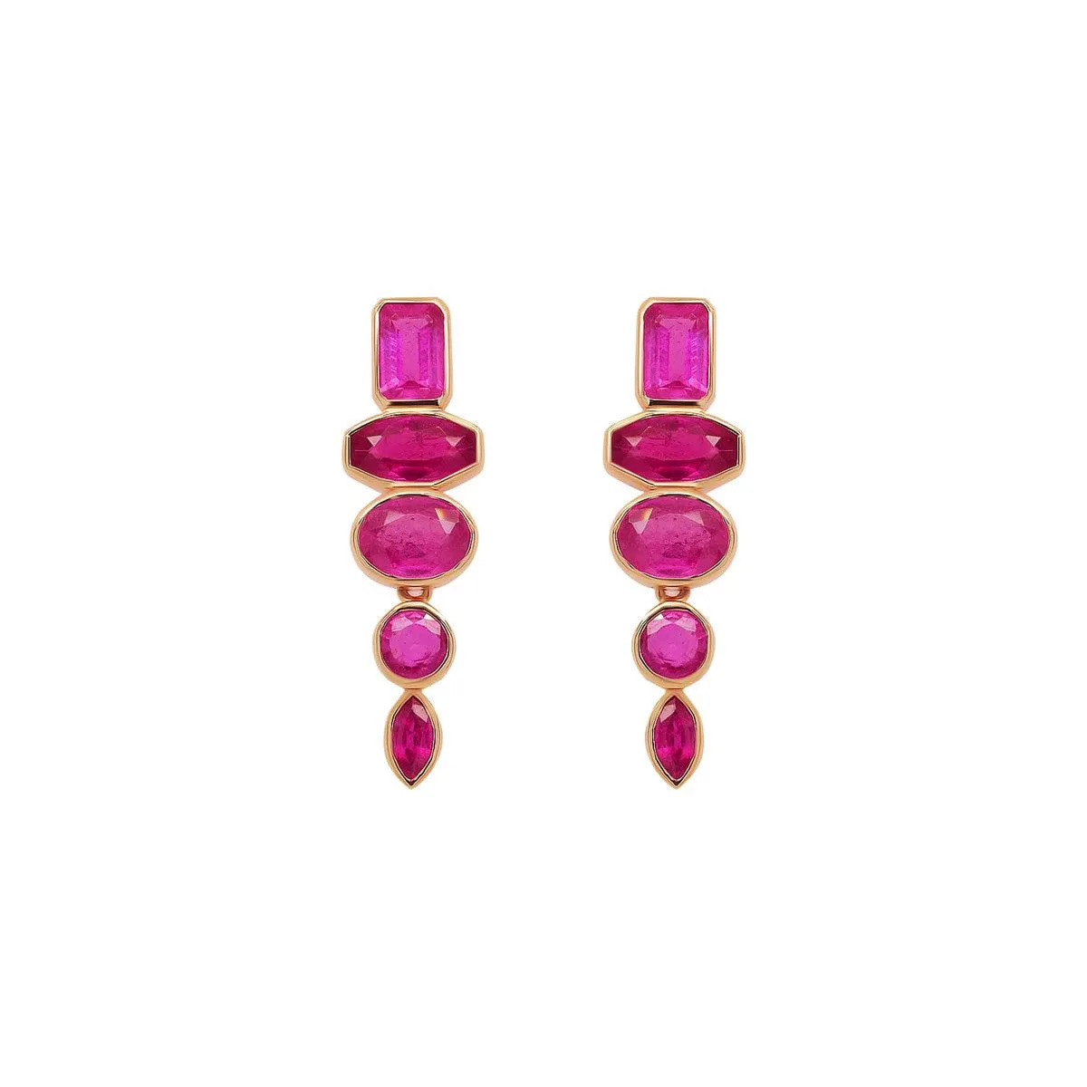Ruby Multi Shape Drop Earrings | 5.05GMS 4.82CT