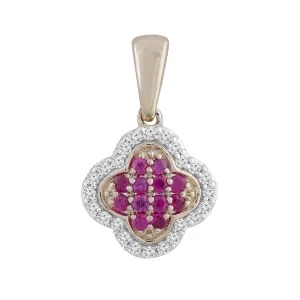 Ruby Pendant With 0.07Ct Diamonds In 9Ct Yellow Gold