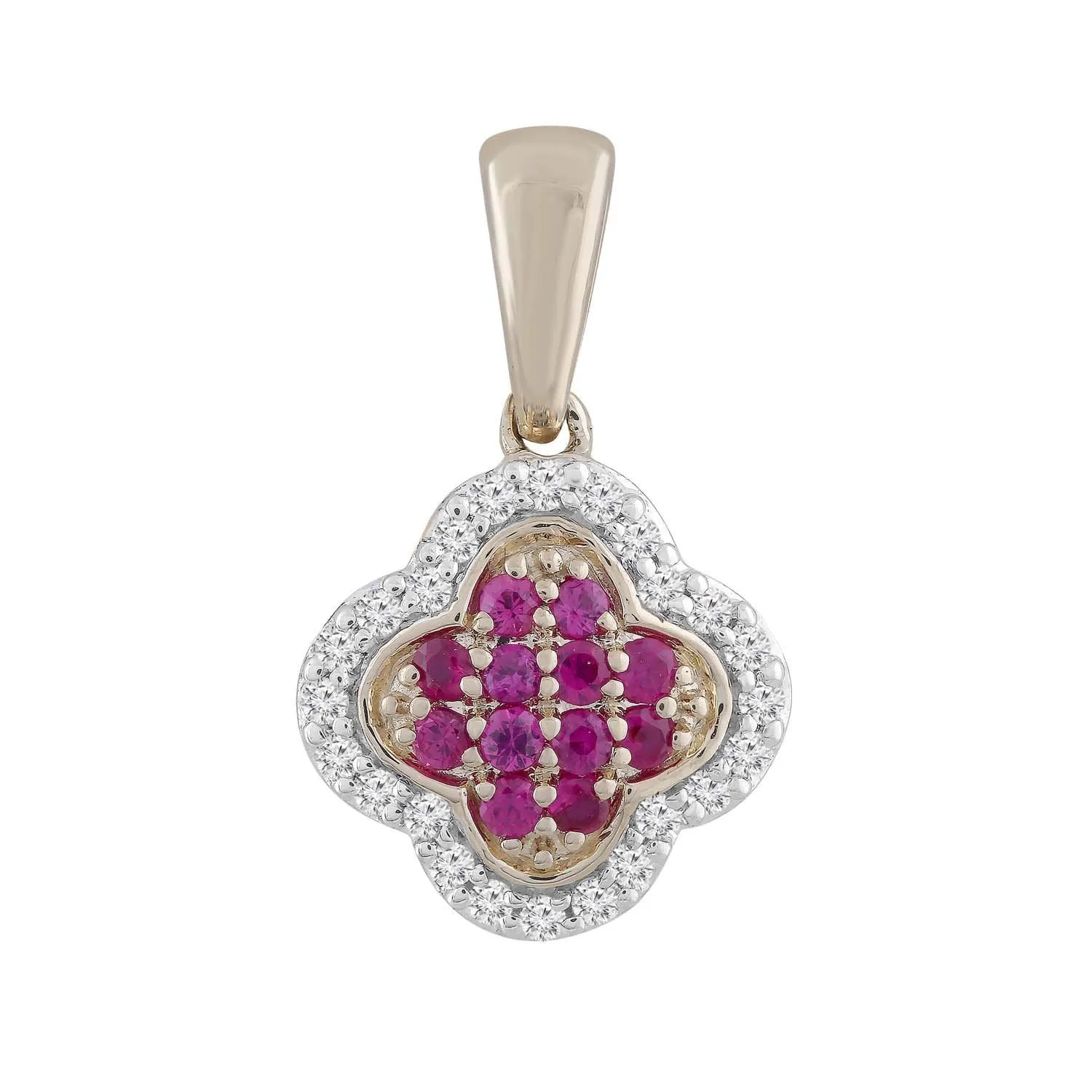 Ruby Pendant With 0.07Ct Diamonds In 9Ct Yellow Gold