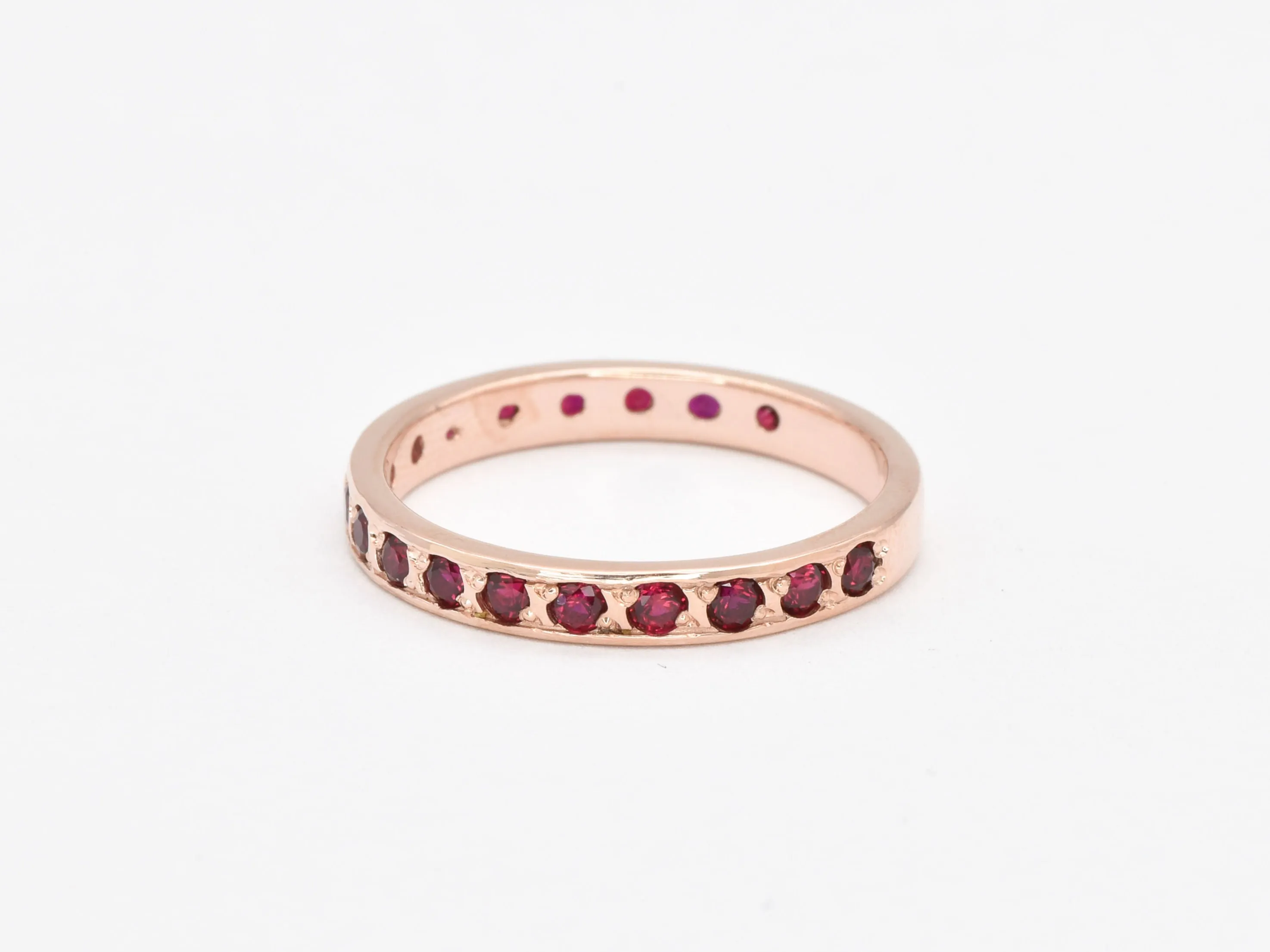 Ruby Rose Gold Band - Red Ruby Ring - Eternity Ruby Band