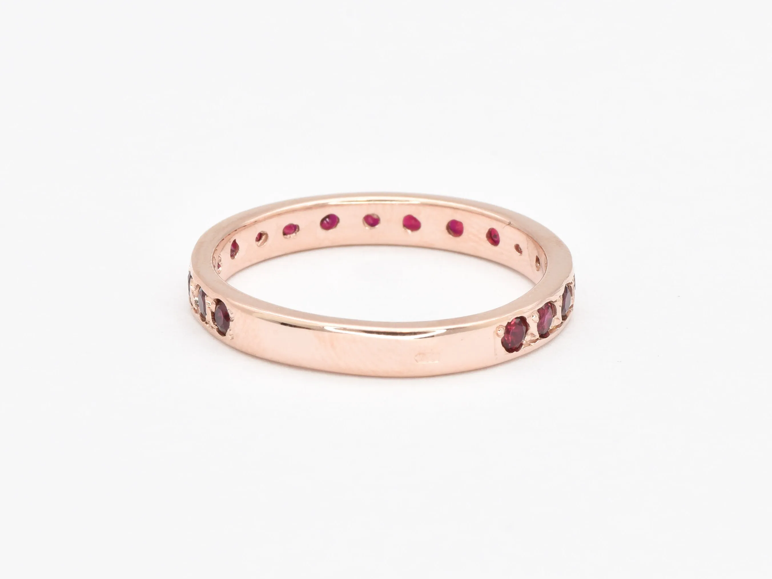 Ruby Rose Gold Band - Red Ruby Ring - Eternity Ruby Band