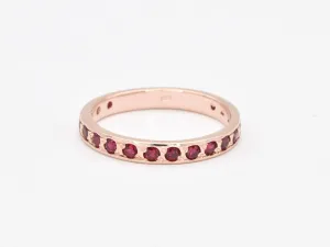Ruby Rose Gold Band - Red Ruby Ring - Eternity Ruby Band