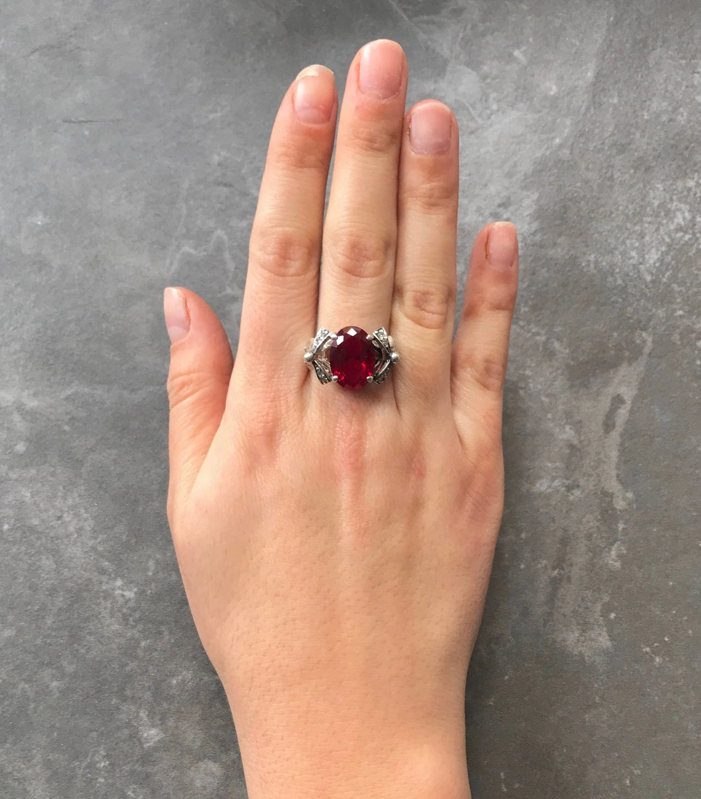 Ruby Statement Ring - Red Ribbon Ring - Solitaire Ruby Ring