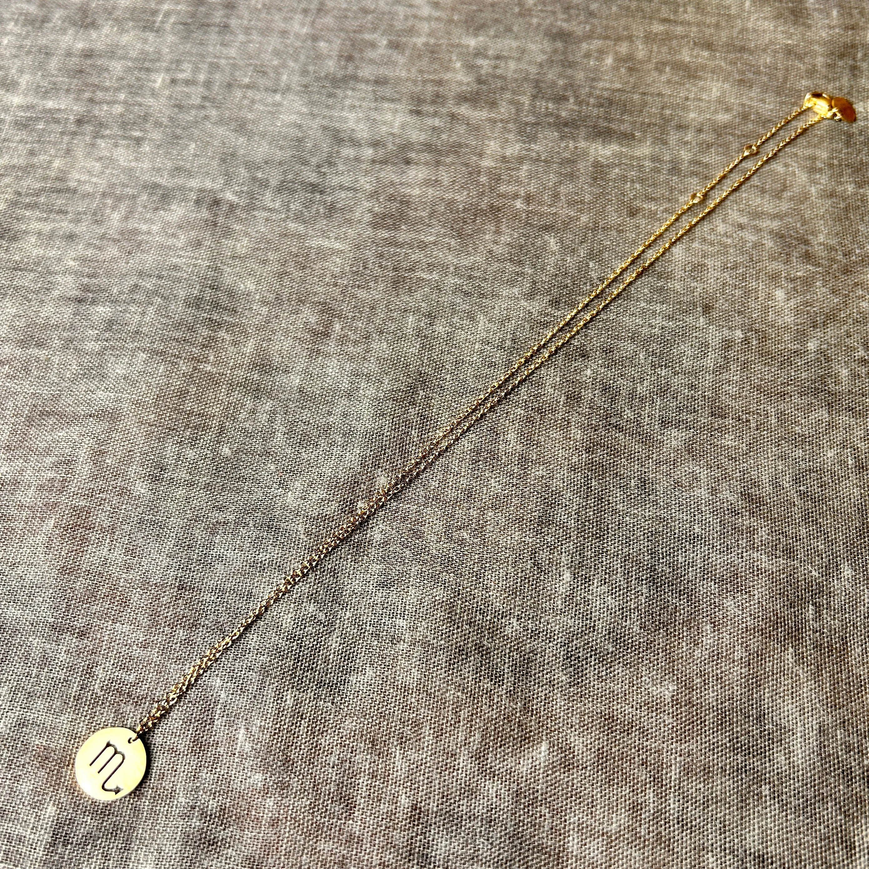 'Scorpio' steel astrology pendant necklace