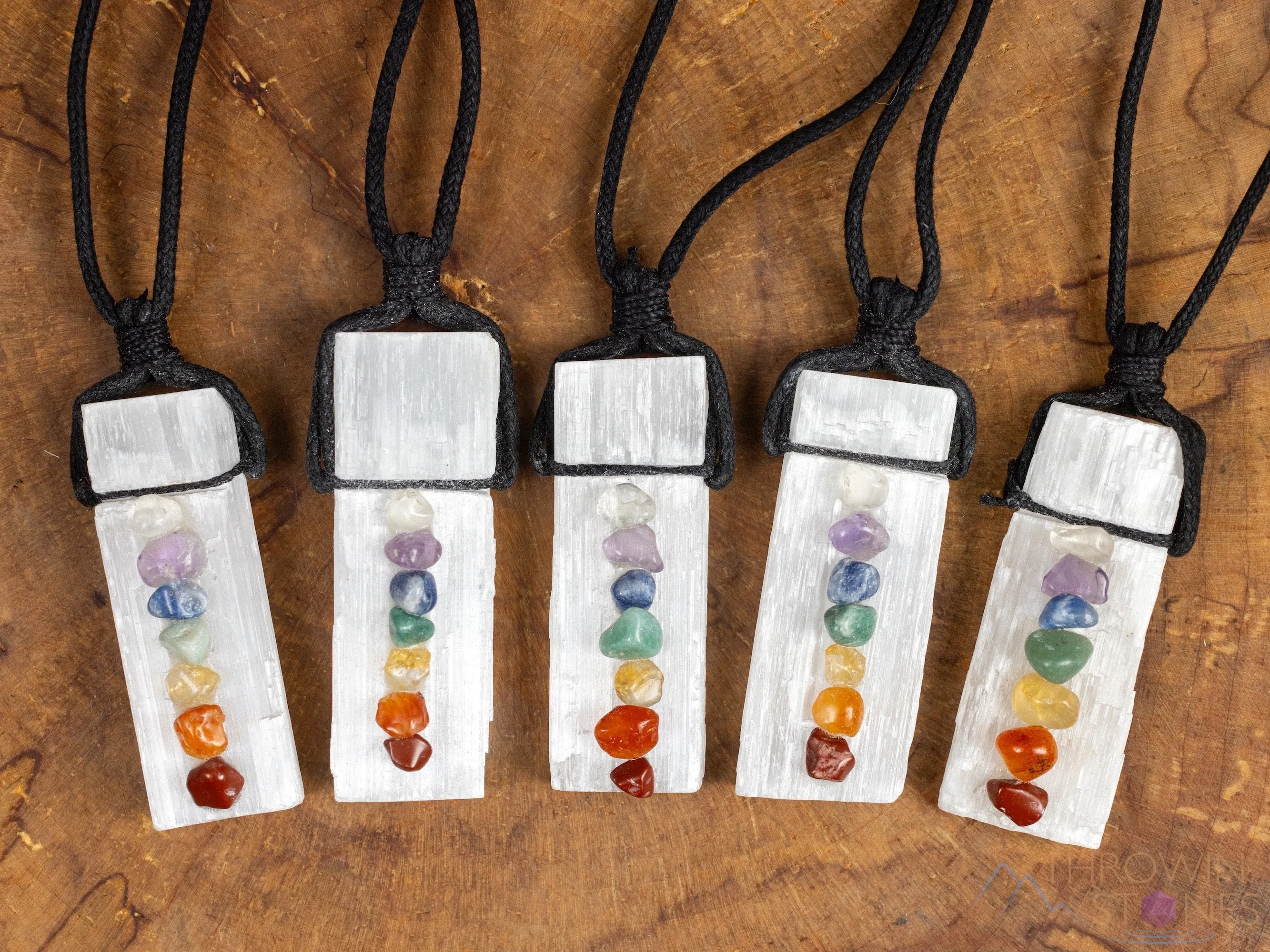 SELENITE & CHAKRA Crystal Necklace - Pendant Necklace, Handmade Jewelry, Healing Crystals and Stones, E0593
