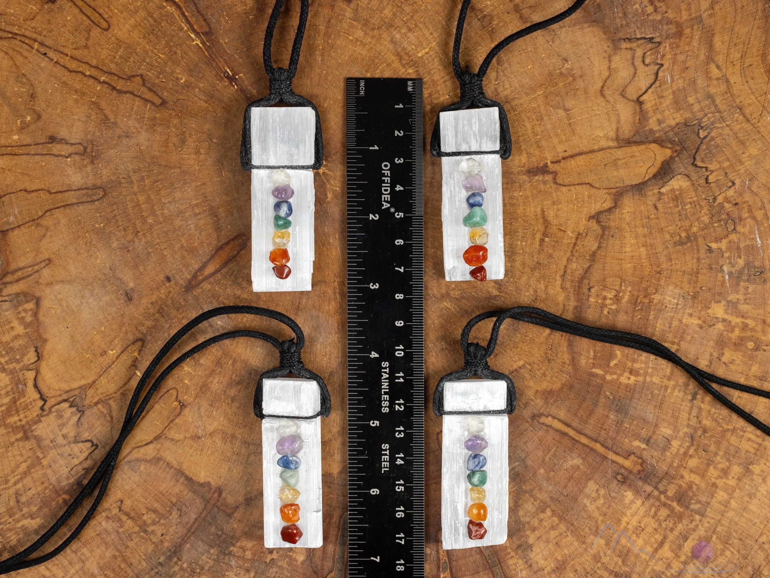 SELENITE & CHAKRA Crystal Necklace - Pendant Necklace, Handmade Jewelry, Healing Crystals and Stones, E0593