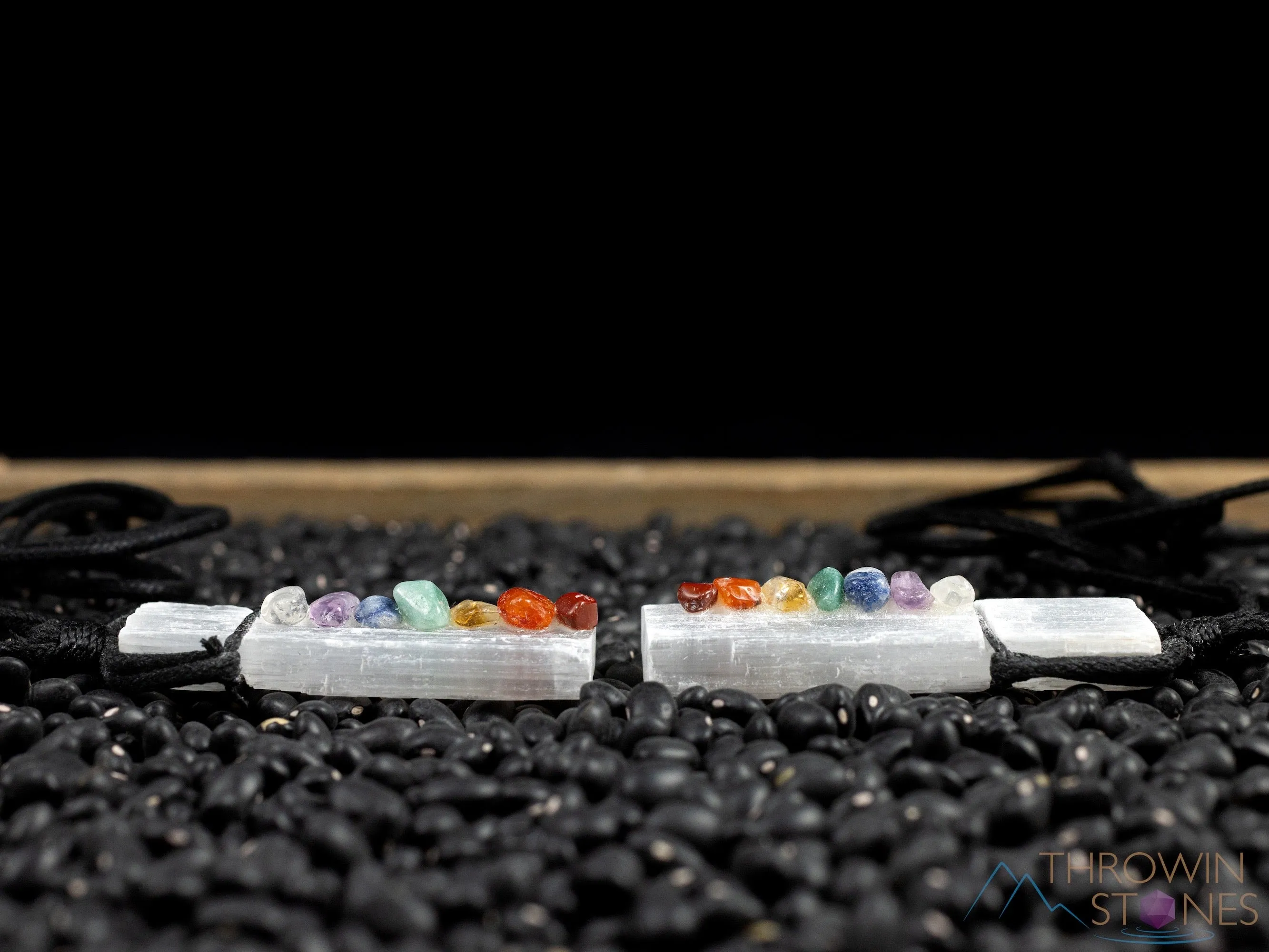 SELENITE & CHAKRA Crystal Necklace - Pendant Necklace, Handmade Jewelry, Healing Crystals and Stones, E0593