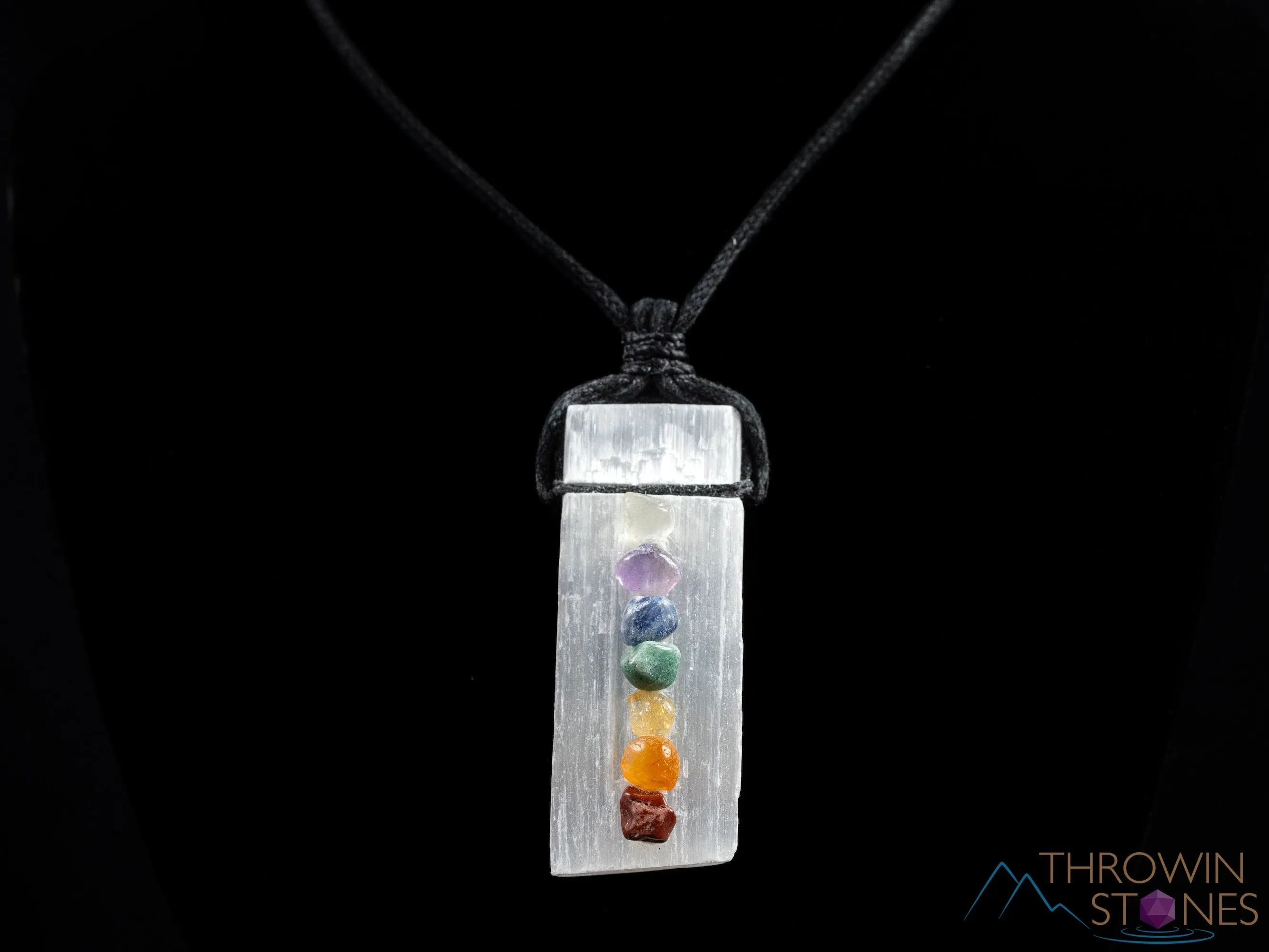 SELENITE & CHAKRA Crystal Necklace - Pendant Necklace, Handmade Jewelry, Healing Crystals and Stones, E0593
