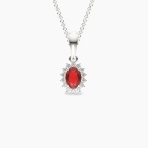 Shiny Ruby And Diamond Pendant Necklace