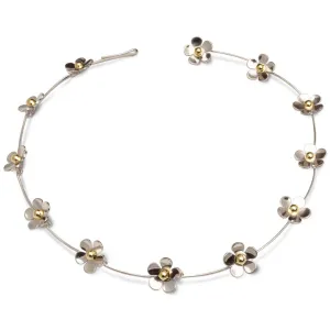 Silver & 9ct gold bead daisy necklace