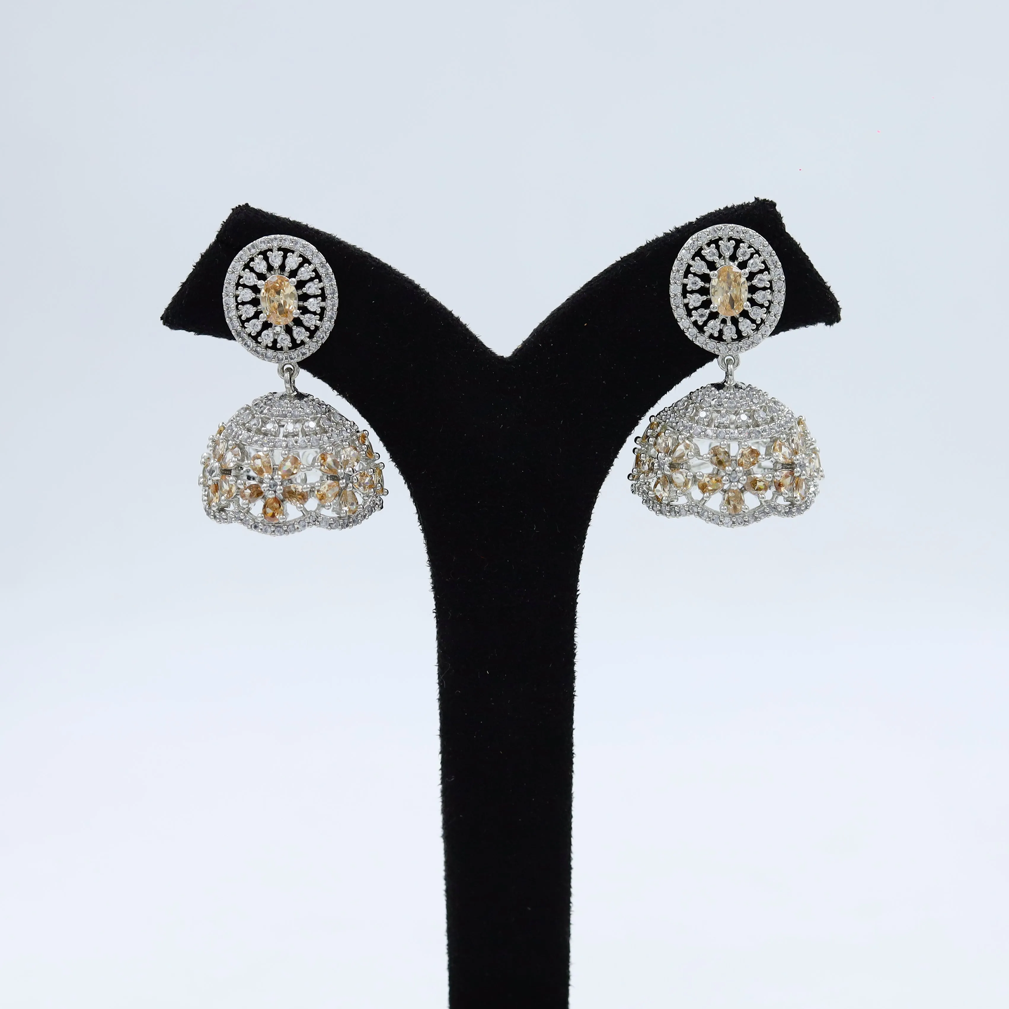 Silver Plated Zircon/AD Jhumki 18067-5249