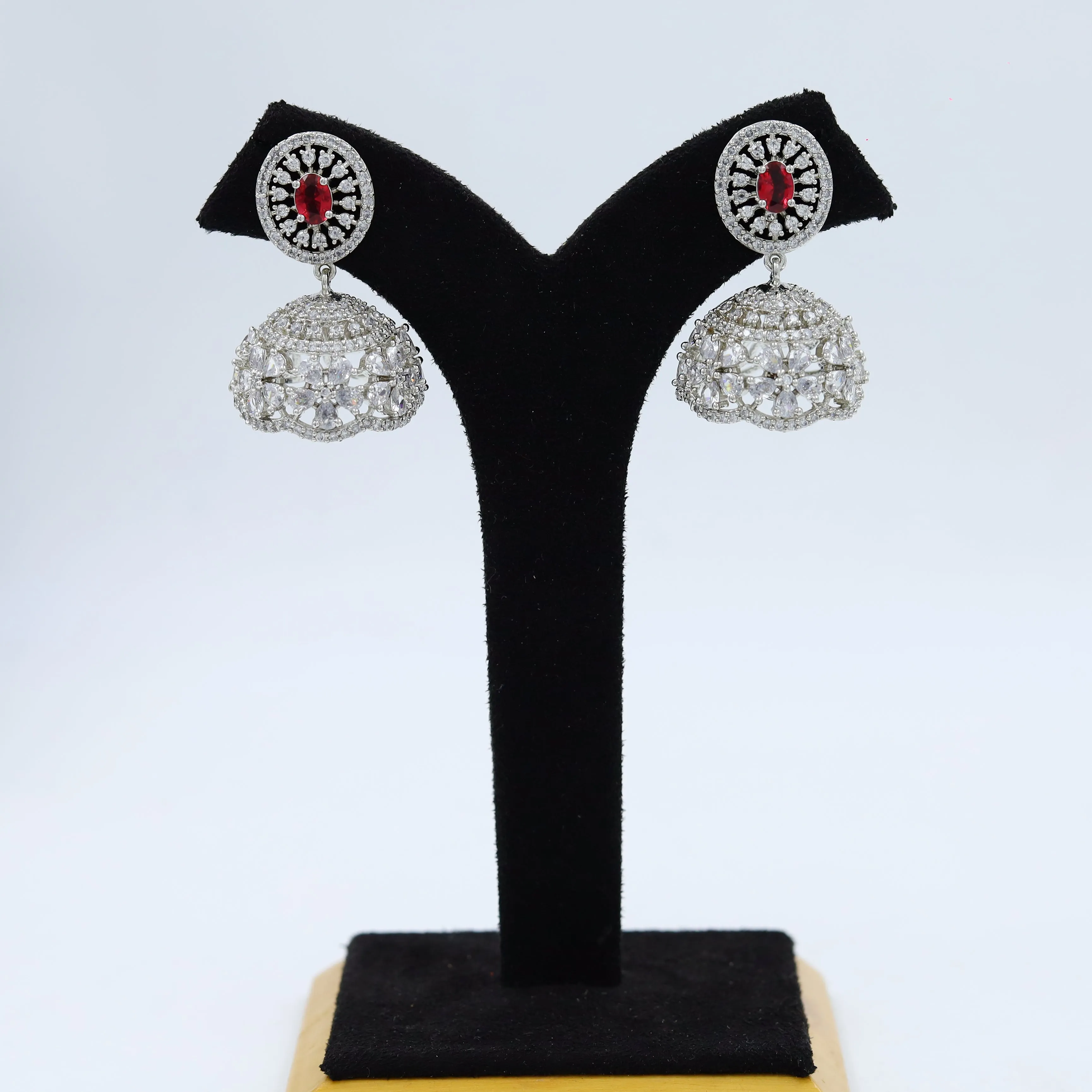Silver Plated Zircon/AD Jhumki 18067-5249