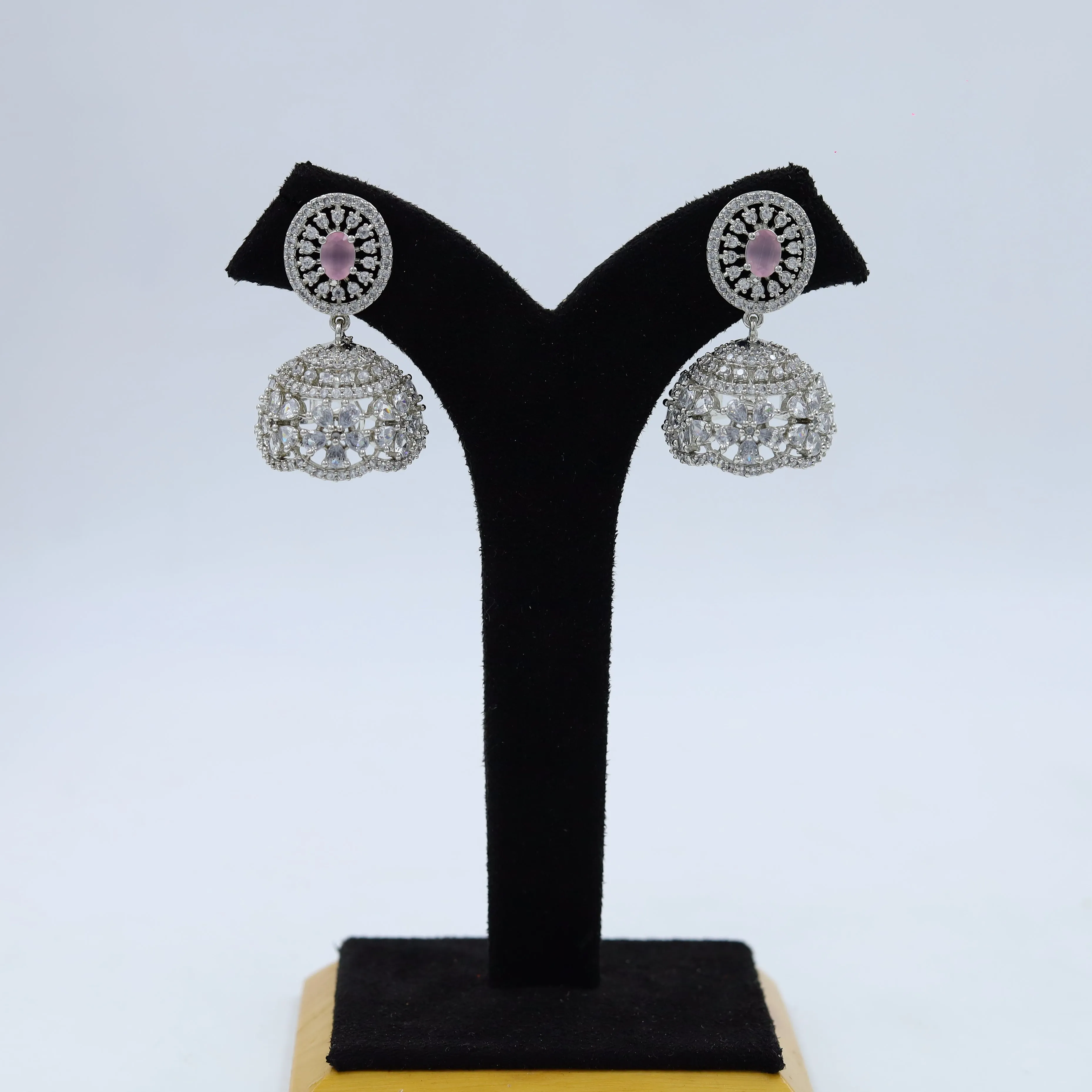 Silver Plated Zircon/AD Jhumki 18067-5249