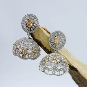 Silver Plated Zircon/AD Jhumki 18067-5249