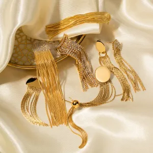 SISSLIA Trend Accessories 18k Gold Plated Stainless Steel Tassel Popular Earrings for Women