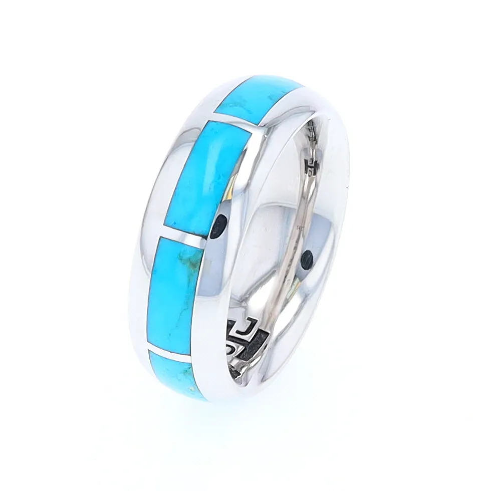 Sleeping Beauty Turquoise 8 Section Inlaid Eternity Band