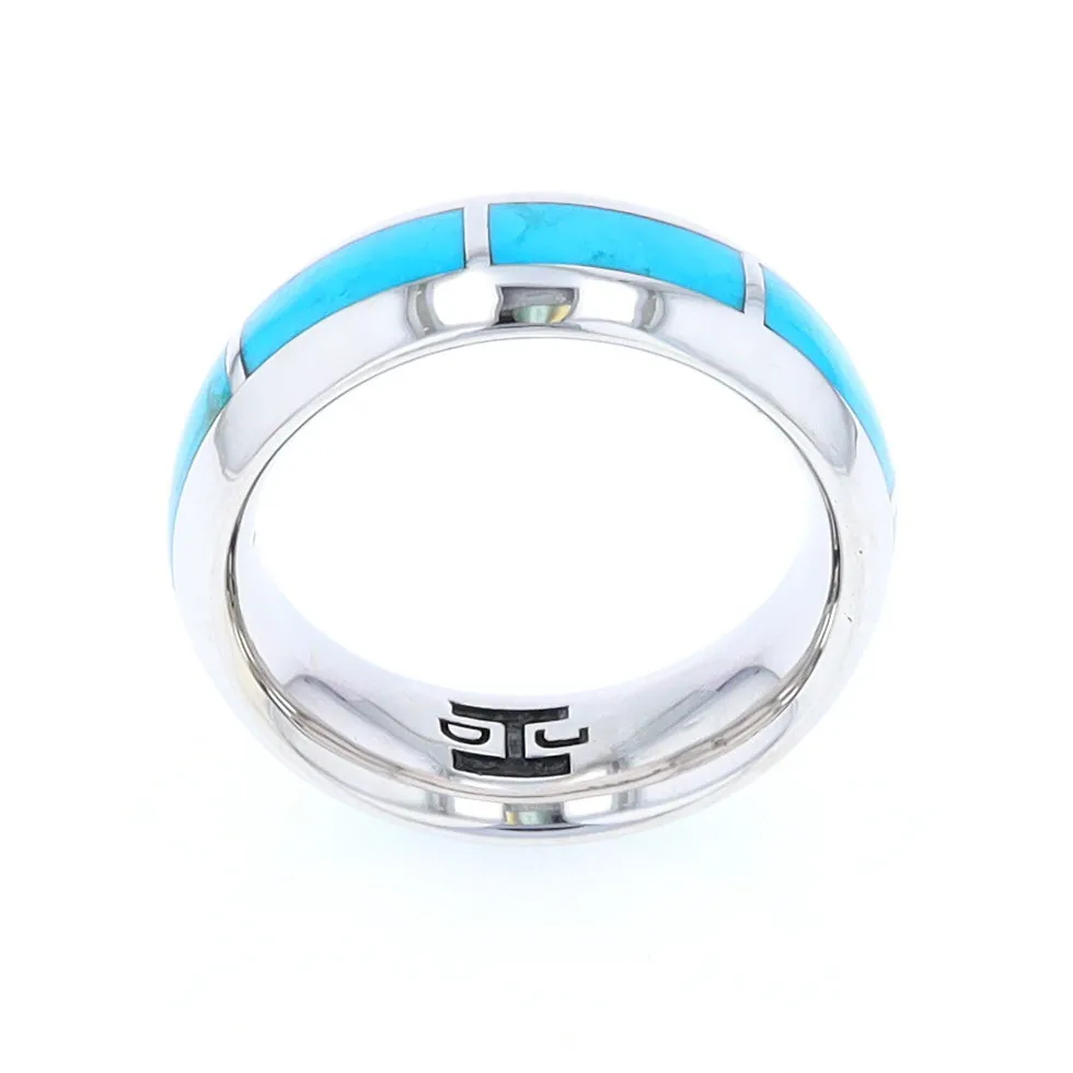 Sleeping Beauty Turquoise 8 Section Inlaid Eternity Band
