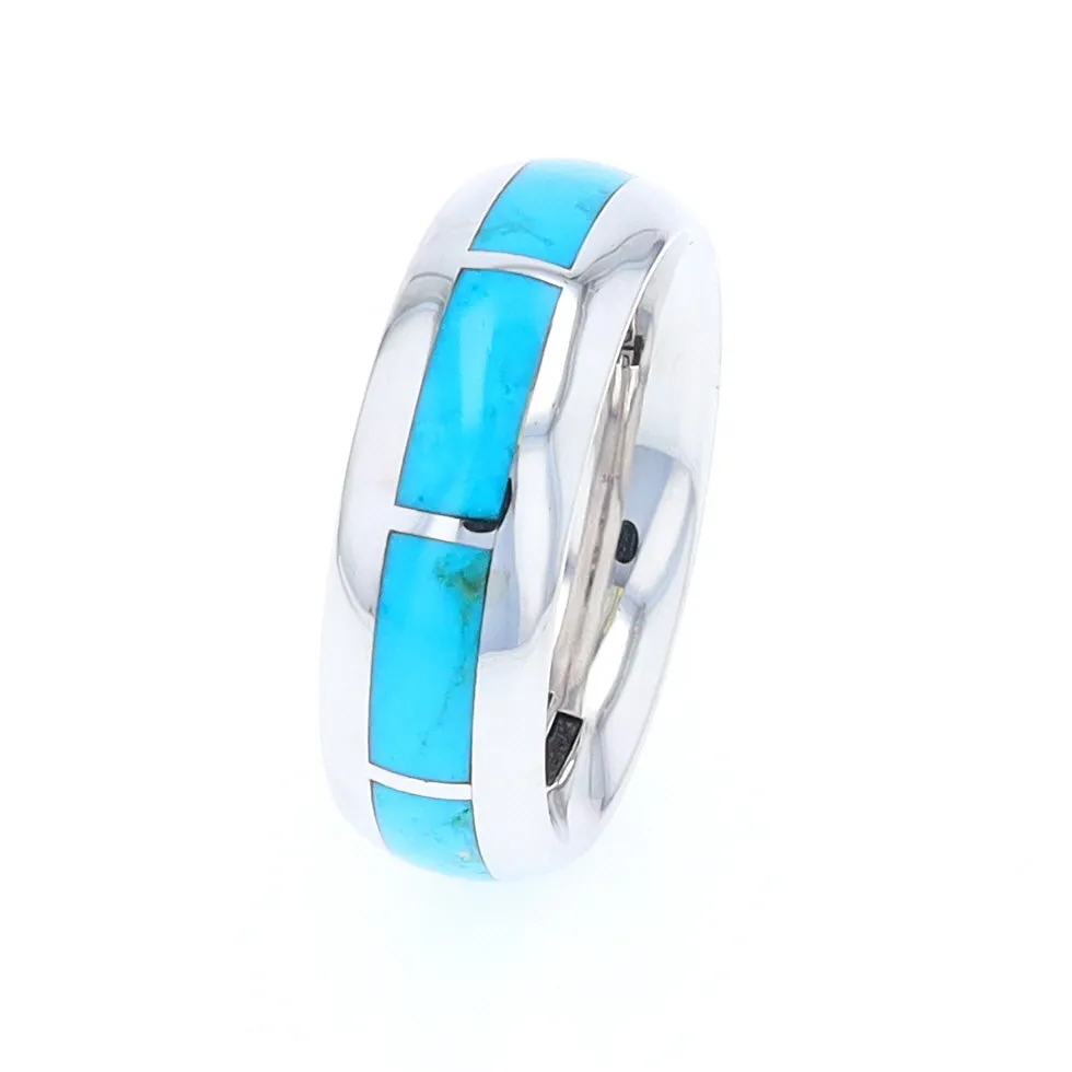 Sleeping Beauty Turquoise 8 Section Inlaid Eternity Band
