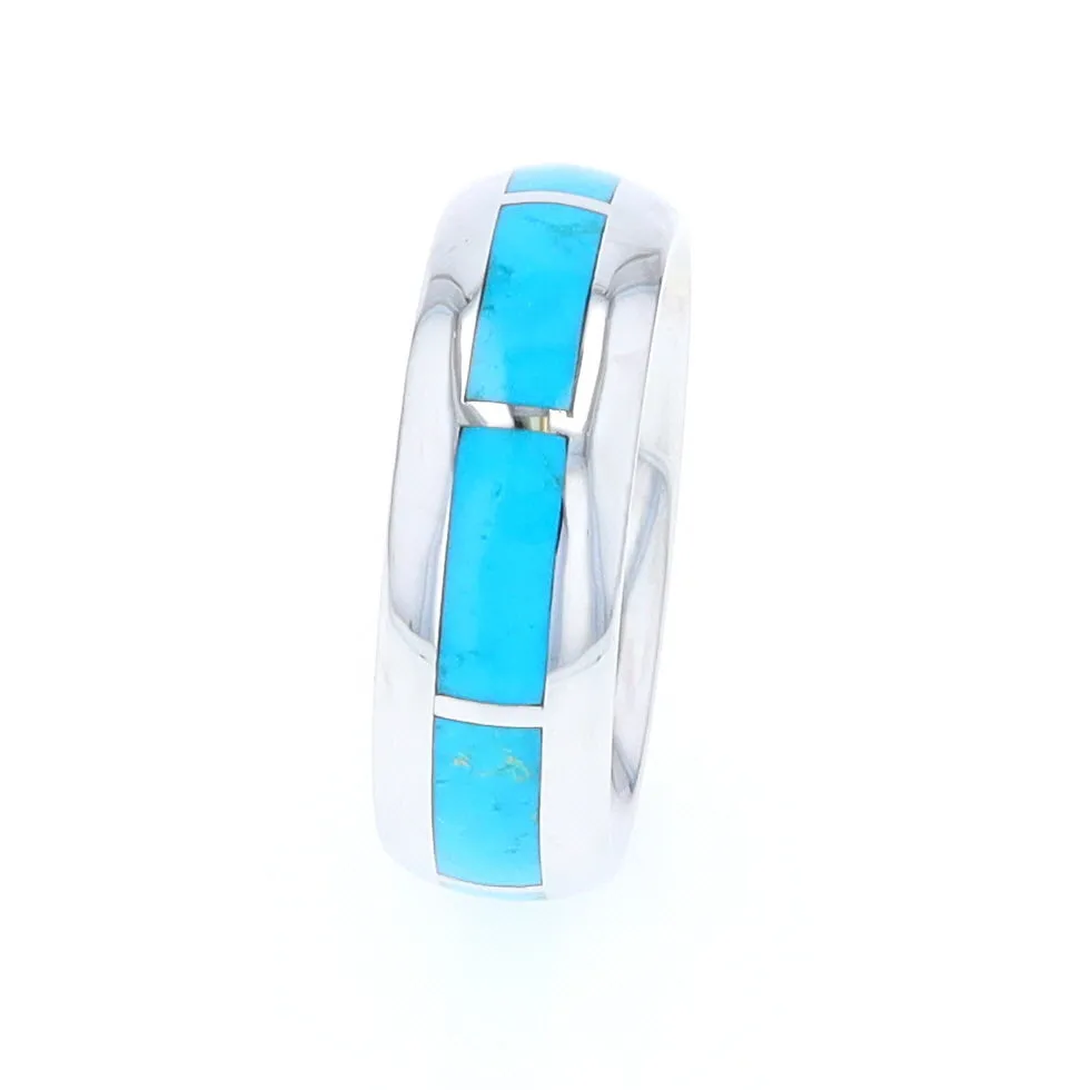 Sleeping Beauty Turquoise 8 Section Inlaid Eternity Band