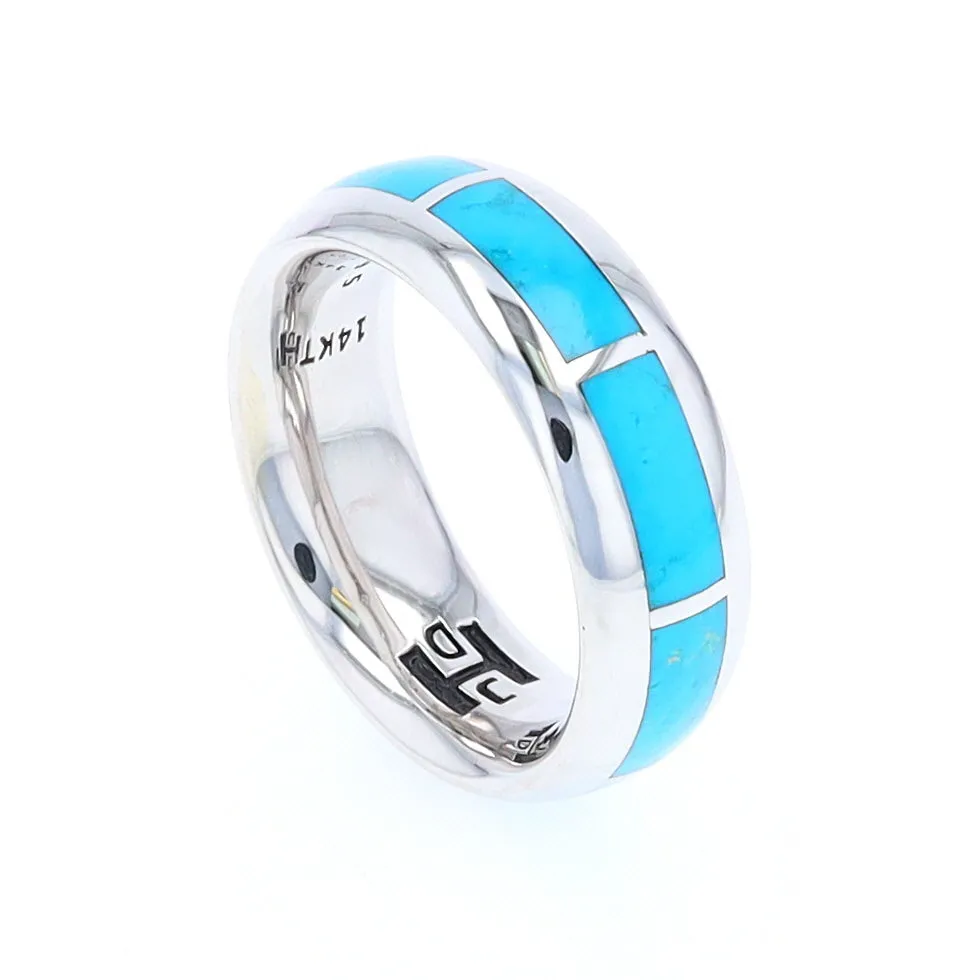Sleeping Beauty Turquoise 8 Section Inlaid Eternity Band