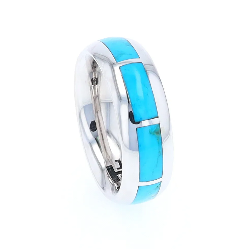 Sleeping Beauty Turquoise 8 Section Inlaid Eternity Band