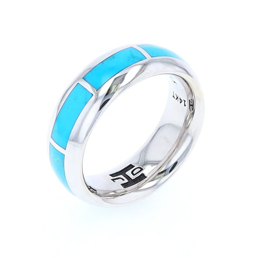 Sleeping Beauty Turquoise 8 Section Inlaid Eternity Band