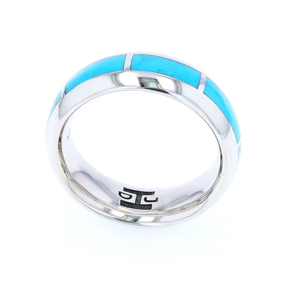 Sleeping Beauty Turquoise 8 Section Inlaid Eternity Band