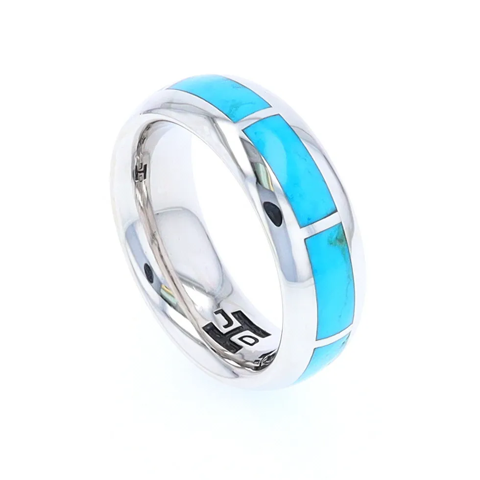 Sleeping Beauty Turquoise 8 Section Inlaid Eternity Band