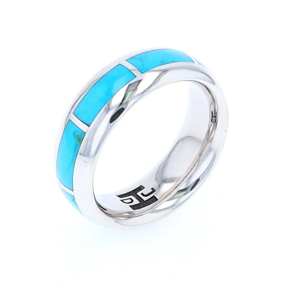 Sleeping Beauty Turquoise 8 Section Inlaid Eternity Band