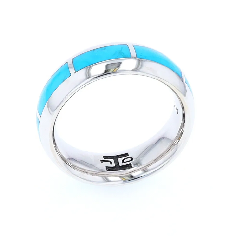 Sleeping Beauty Turquoise 8 Section Inlaid Eternity Band