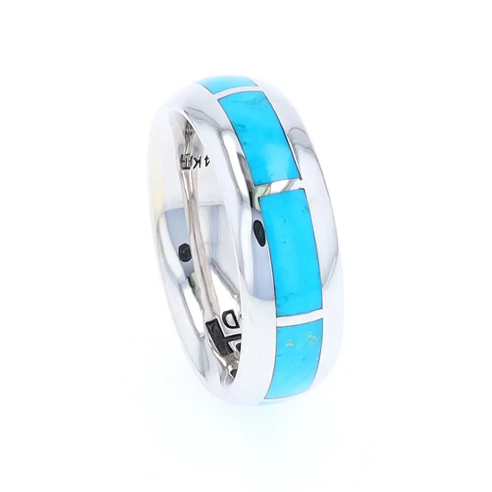 Sleeping Beauty Turquoise 8 Section Inlaid Eternity Band