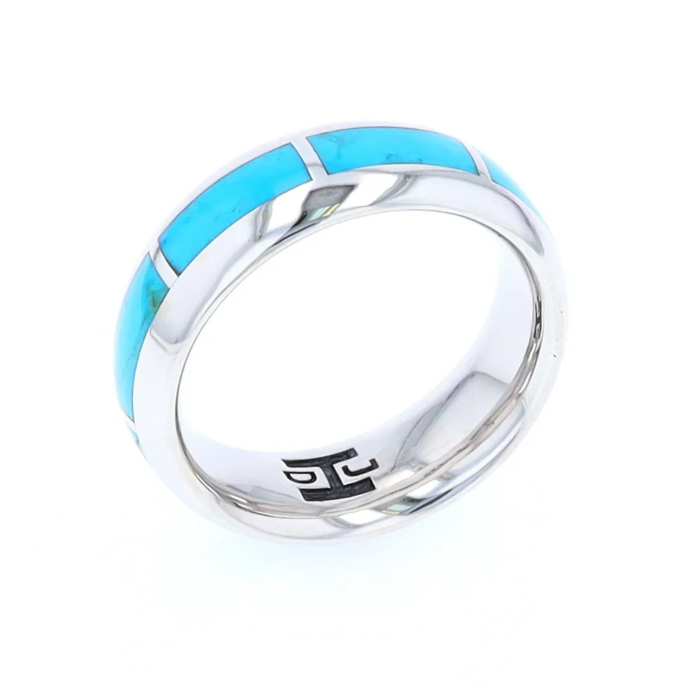 Sleeping Beauty Turquoise 8 Section Inlaid Eternity Band